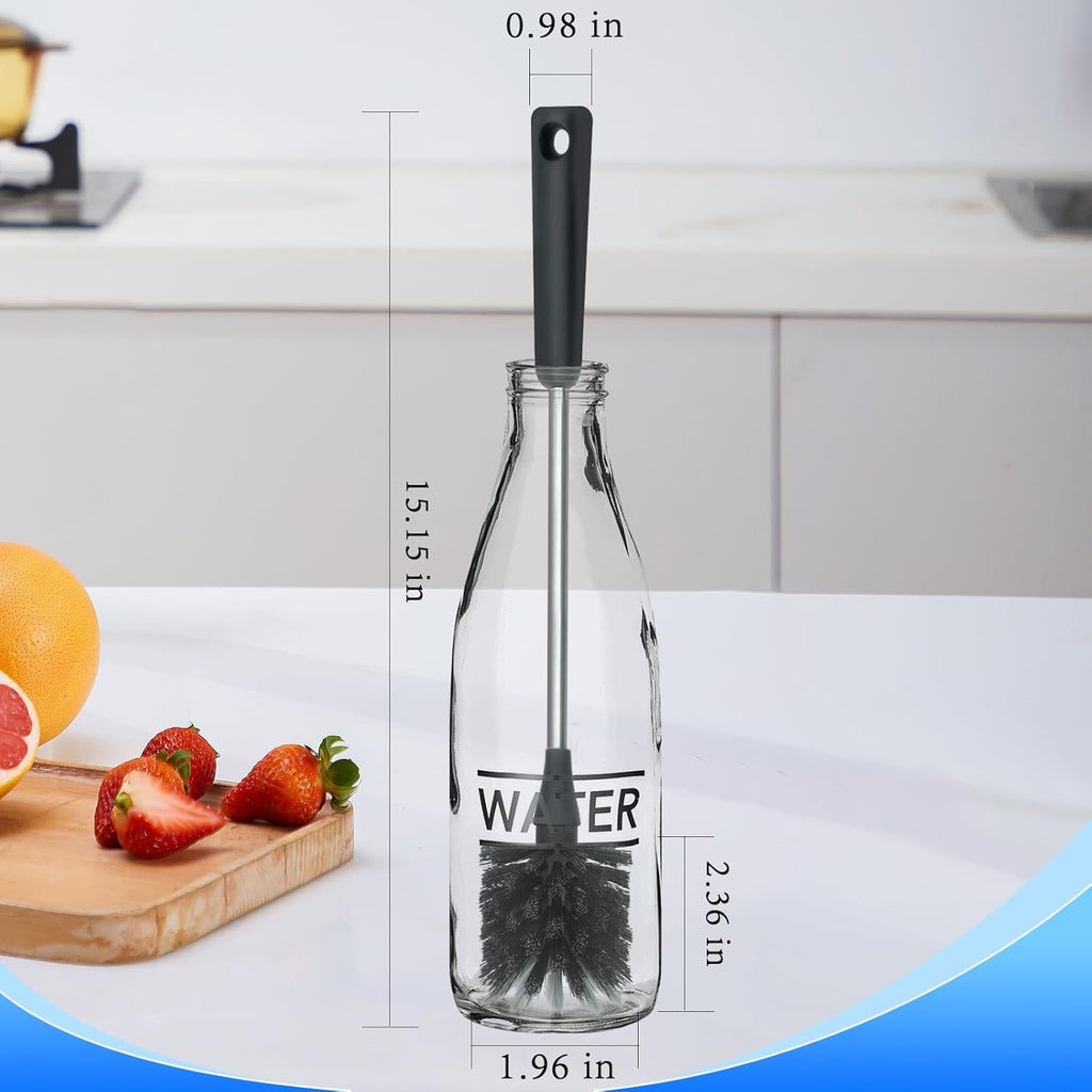 Bottle Brush, Bendable Long Handle Cleaner Brushes for Cleaning Neck Bottles, Baby Bottles, Water Bottles, Tumblers, Flask, Bird Feeder, Vase and Home Kitchen Sink Cleaning Brush (Black and White)