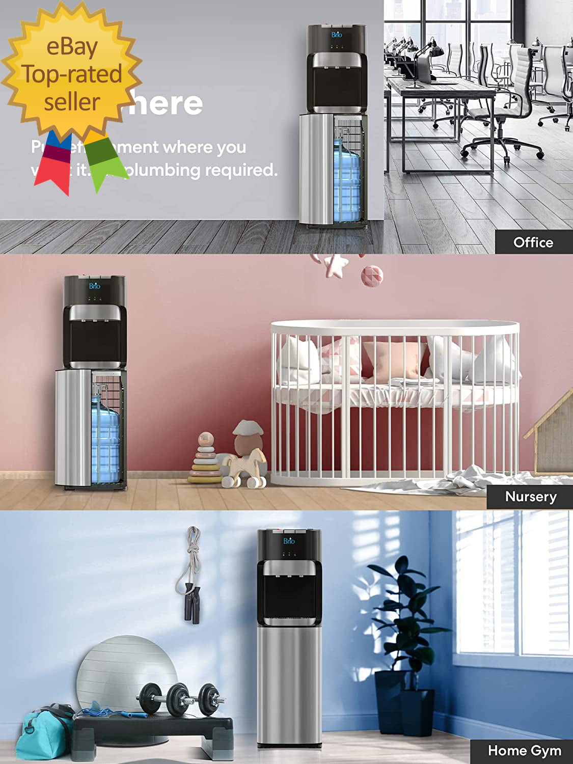 Bottom Loading Water Cooler Dispenser for 5 Gallon Bottles 3 Temperatures