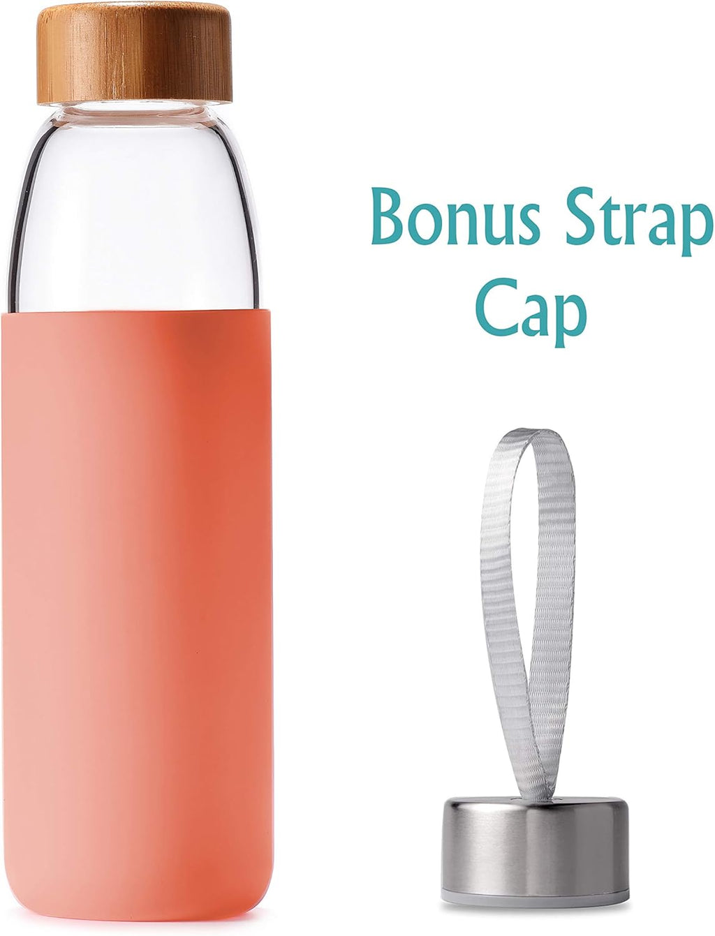 25 Oz Borosilicate Glass Water Bottles with Bamboo Lid, BPA-FREE, Non-Slip Silicone Sleeve, and Stainless Steel Leak Proof Lid - Reusable Glass Bottle for Men and Women