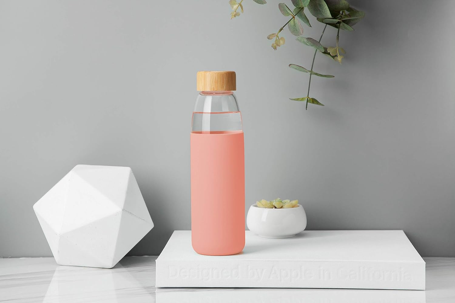 25 Oz Borosilicate Glass Water Bottles with Bamboo Lid, BPA-FREE, Non-Slip Silicone Sleeve, and Stainless Steel Leak Proof Lid - Reusable Glass Bottle for Men and Women